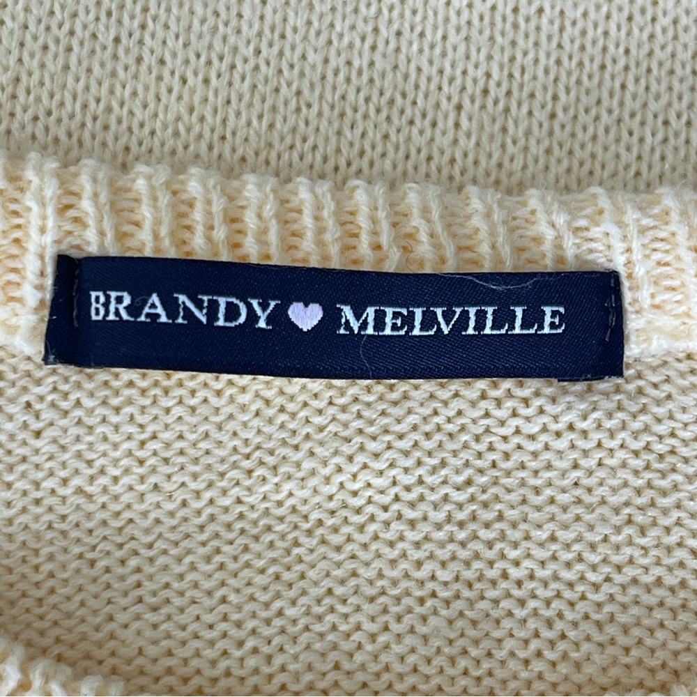 Brandy Melville Yellow Long Sleeve Cropped Knit Sweater - Picture 8 of 10